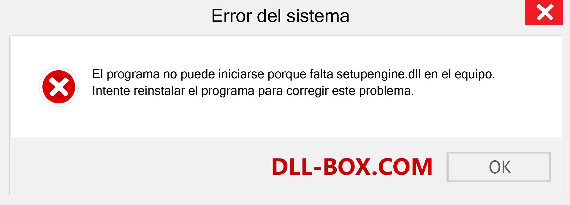 ¿Falta el archivo setupengine.dll ?. Descargar para Windows 7, 8, 10 - Corregir setupengine dll Missing Error en Windows, fotos, imágenes